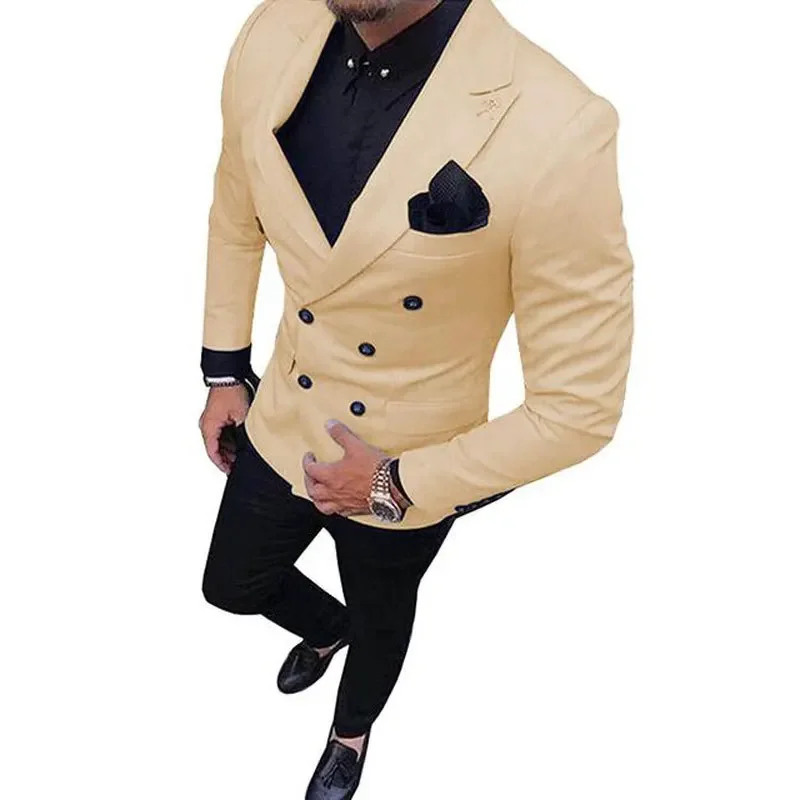 Classic New Fashion Men Suit Two Pieces Double Breasted Notch Lapel Blazer Jacket & Trousers Wedding Party (Jacket+Pants) - Image 9