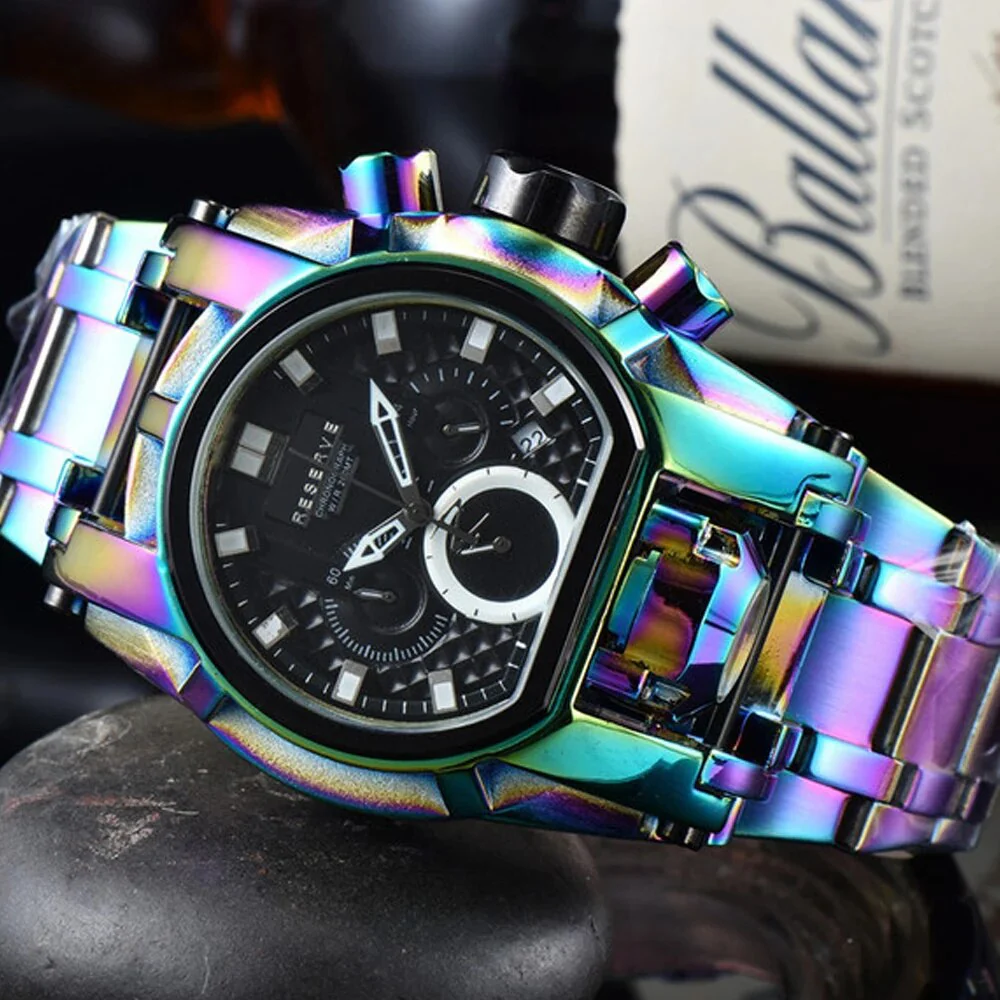 Classic Undefeated Mens Watches Reserve Bolt Zeus Chronograph Invincible Watch Original Stainless Steel Clocks Relogio Masculino - Image 4