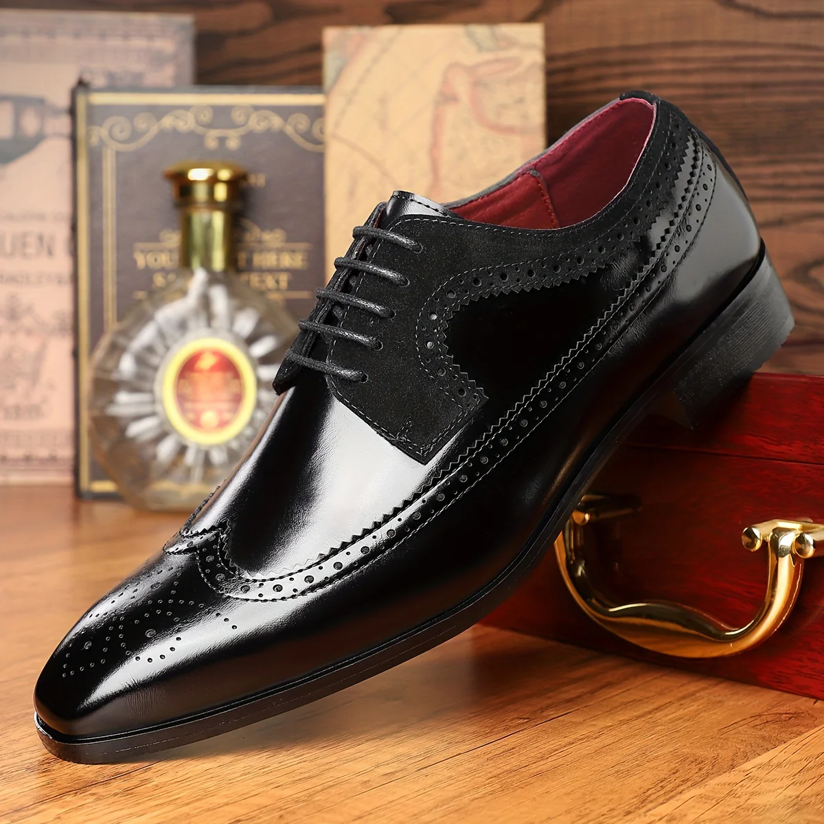 Classic Wingtip Longwing Brogues Derby Shoes - Ultra Comfy, Non-Slip, Durable Rubber Soles, Breathable Lining, Office-Ready, Men's Footwear for Formal Occasions - Image 5