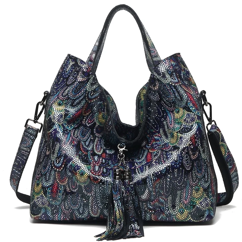 Classical 100% Real Leather Women's Tote Bag Big Emossed Shiny Genuine Cowhide Designer Messenger Handbags New Fashion - Image 7