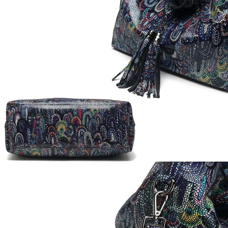 Classical 100% Real Leather Women's Tote Bag Big Emossed Shiny Genuine Cowhide Designer Messenger Handbags New Fashion - Image 8
