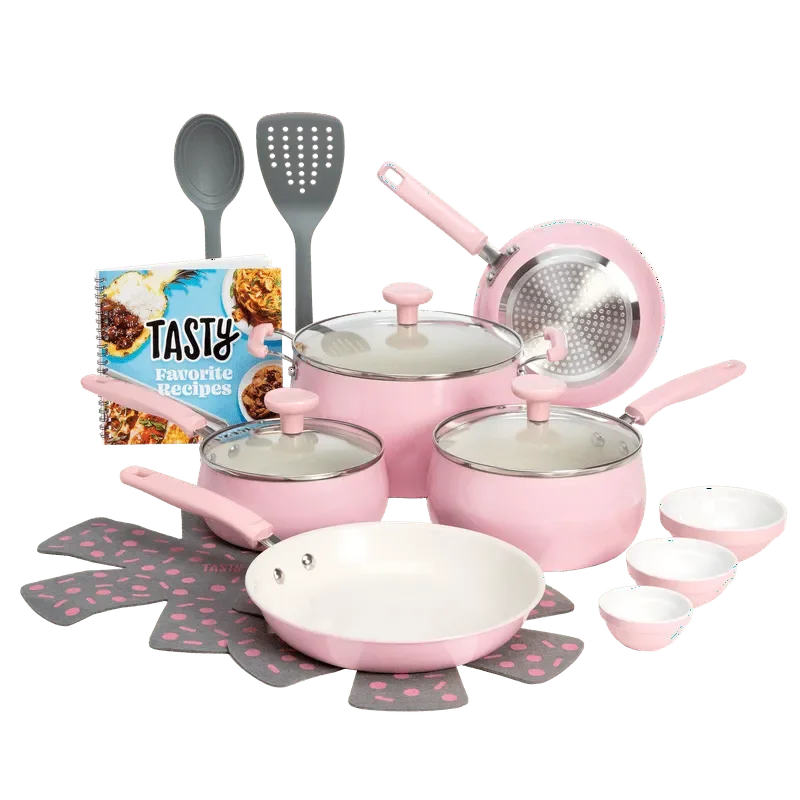 Clean Ceramic 16 Piece Non-Stick Aluminum Cookware Set, Slate Blue - Image 7