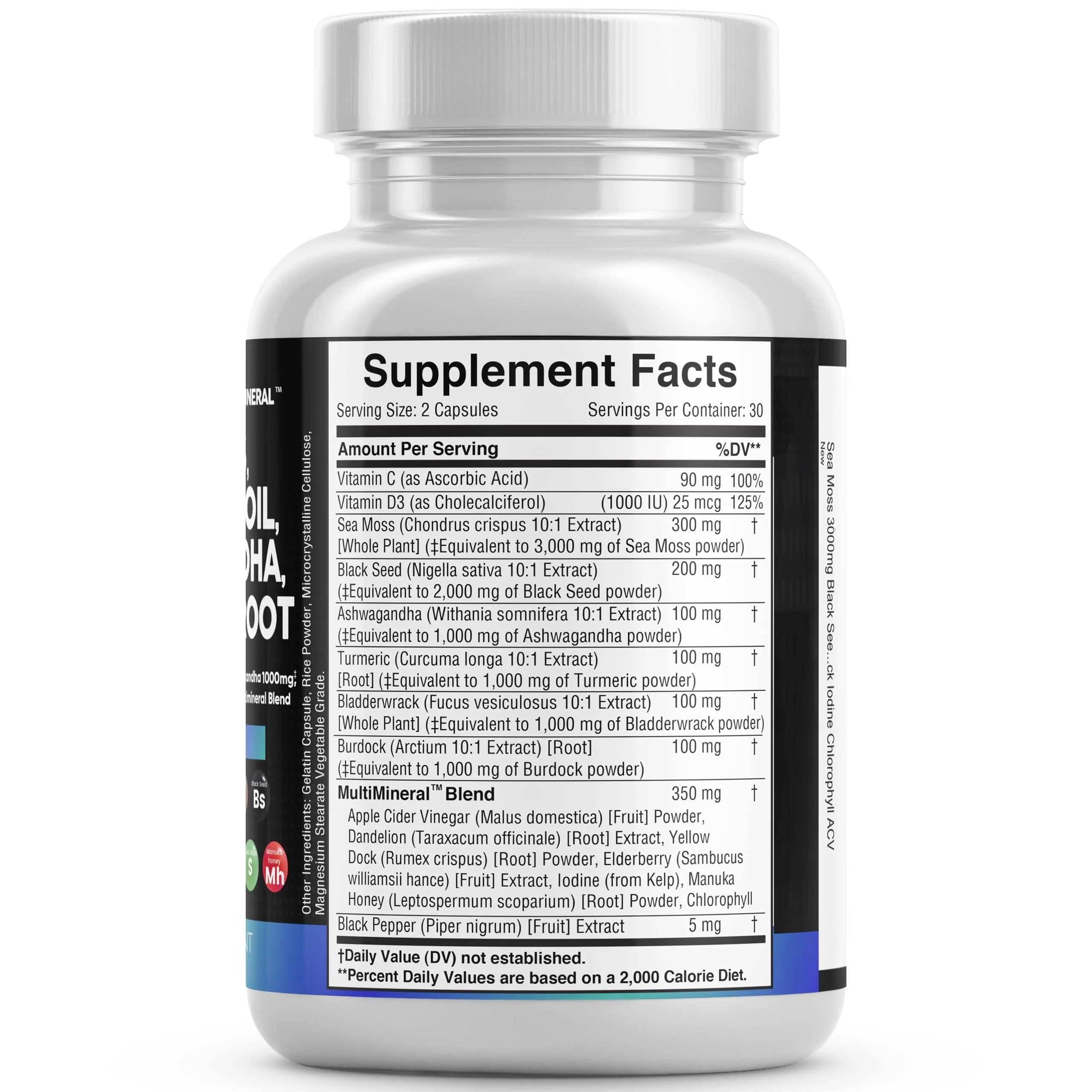 Clean Nutraceuticals Sea Moss, Black Seed Oil, Ashwagandha & Burdock Root - Image 3