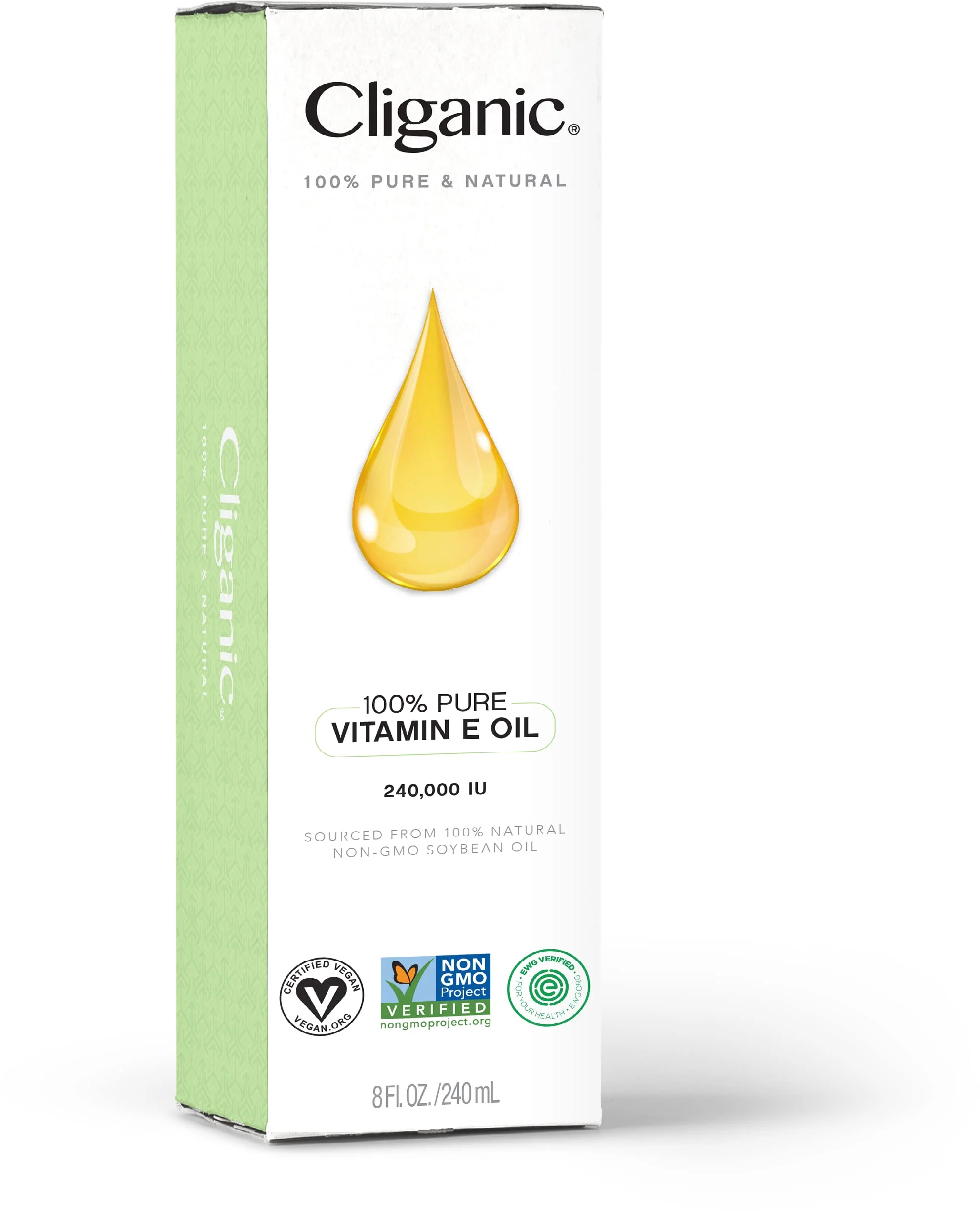 Cliganic 100% Pure Vitamin E Oil for Skin, Hair & Face 240,000 IU (8oz), Non-GMO Verified | Natural D-Alpha Tocopherol - Image 4