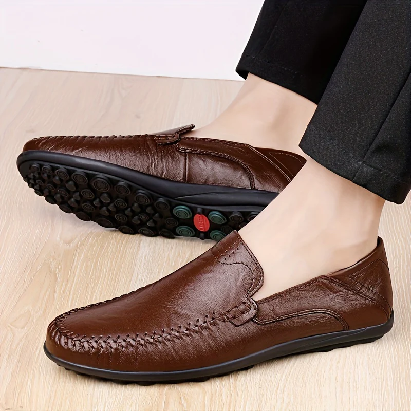 CLOHOO Men's Slip-On Business Casual Shoes - Breathable Second-Layer Leather Upper, Comfortable PU Lining & Rubber Sole, All-Season Versatile for Office, Travel & Vacation - Black, Refined Appearance | Sturdy Rubber Sole, Dre - Image 10