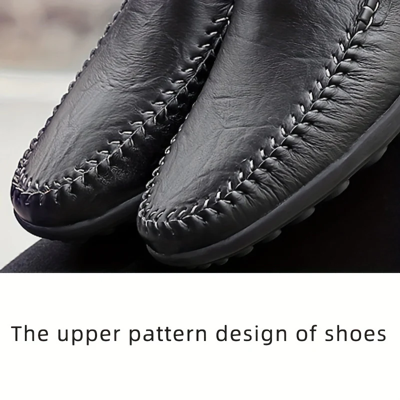 CLOHOO Men's Slip-On Business Casual Shoes - Breathable Second-Layer Leather Upper, Comfortable PU Lining & Rubber Sole, All-Season Versatile for Office, Travel & Vacation - Black, Refined Appearance | Sturdy Rubber Sole, Dre - Image 5