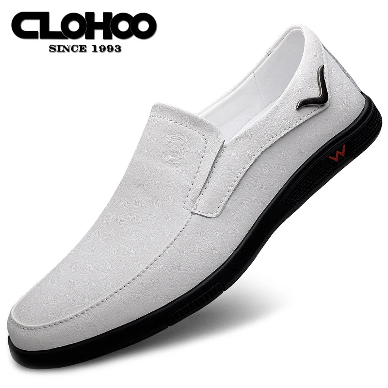CLOHOO Men's Slip-On Casual Shoes - Genuine Leather Upper, Rubber Sole with PU Cushioned Insole, All-Season Comfort for Business & Vacation, Brown/Black, Casual Footwear | Classic Slipon | Rubber Sole Footwear - Image 29