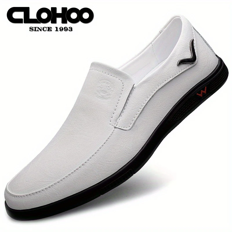 CLOHOO Men's Slip-On Casual Shoes - Genuine Leather Upper, Rubber Sole with PU Cushioned Insole, All-Season Comfort for Business & Vacation, Brown/Black, Casual Footwear | Classic Slipon | Rubber Sole Footwear - Image 49