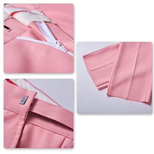 Cloudstyle Men's Suit Single-Breasted One Button Center Vent 2 Pieces Slim Fit Formal Suits (Pink, Medium) - Image 3