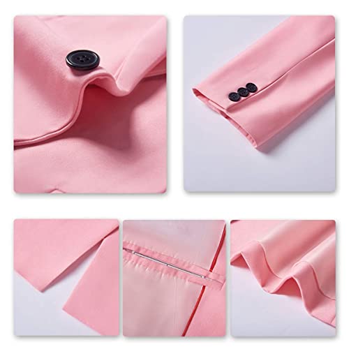 Cloudstyle Men's Suit Single-Breasted One Button Center Vent 2 Pieces Slim Fit Formal Suits (Pink, Medium) - Image 4
