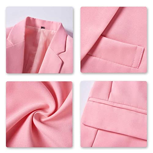 Cloudstyle Men's Suit Single-Breasted One Button Center Vent 2 Pieces Slim Fit Formal Suits (Pink, Medium) - Image 5