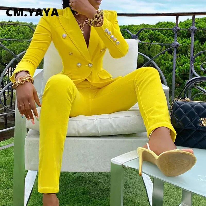 Autumn Winter Streetwear Women's Set Long Sleeve Blazer Pants Suit Office Lady Tracksuit Two Piece Set Fitness Outfits - Image 2