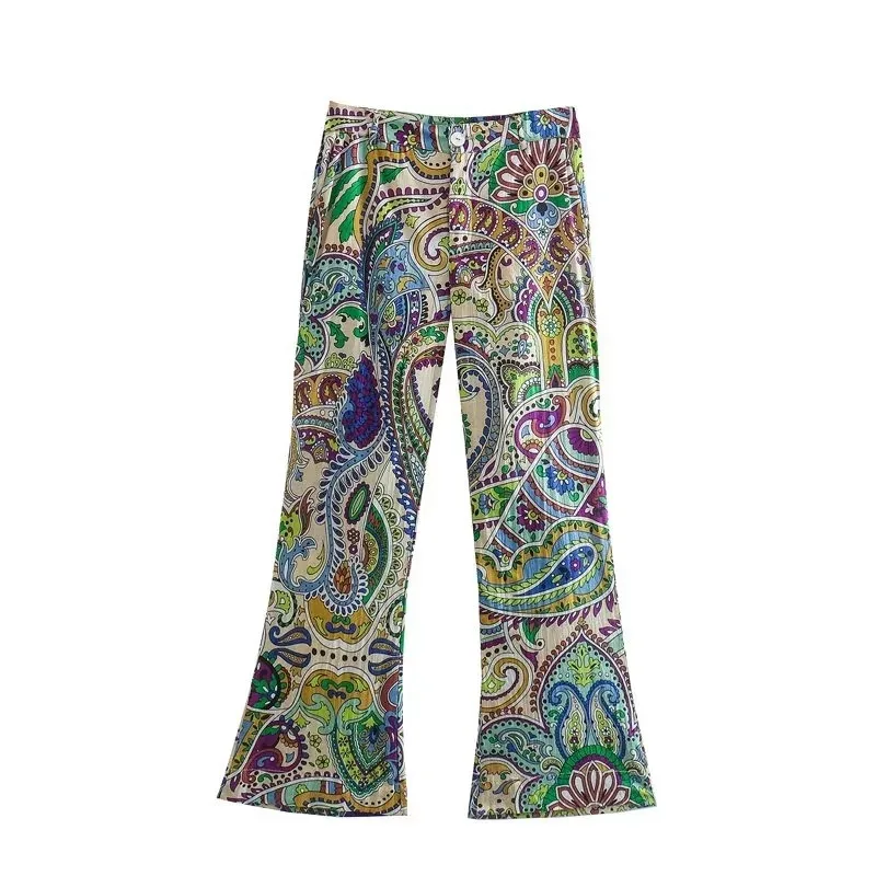 CM.YAYA Casual Elegant Chic Bandanna Paisley Women's Set Shirt Blouse Top and Flare Pants Two 2Piece Set Female Tracksuit Outfit - Image 3