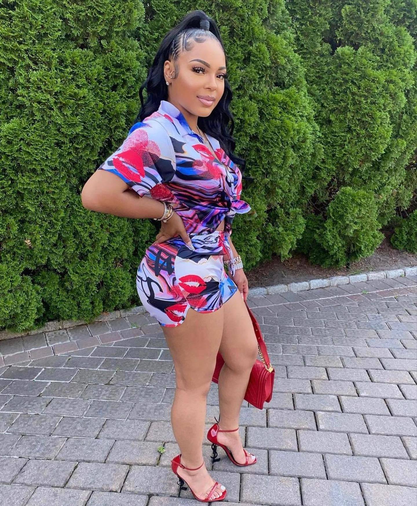 CM8618 Fashion Y2K summer tie dye print 2 piece set women casual shirts women's sets sexy shorts plus size women's clothing - Image 14