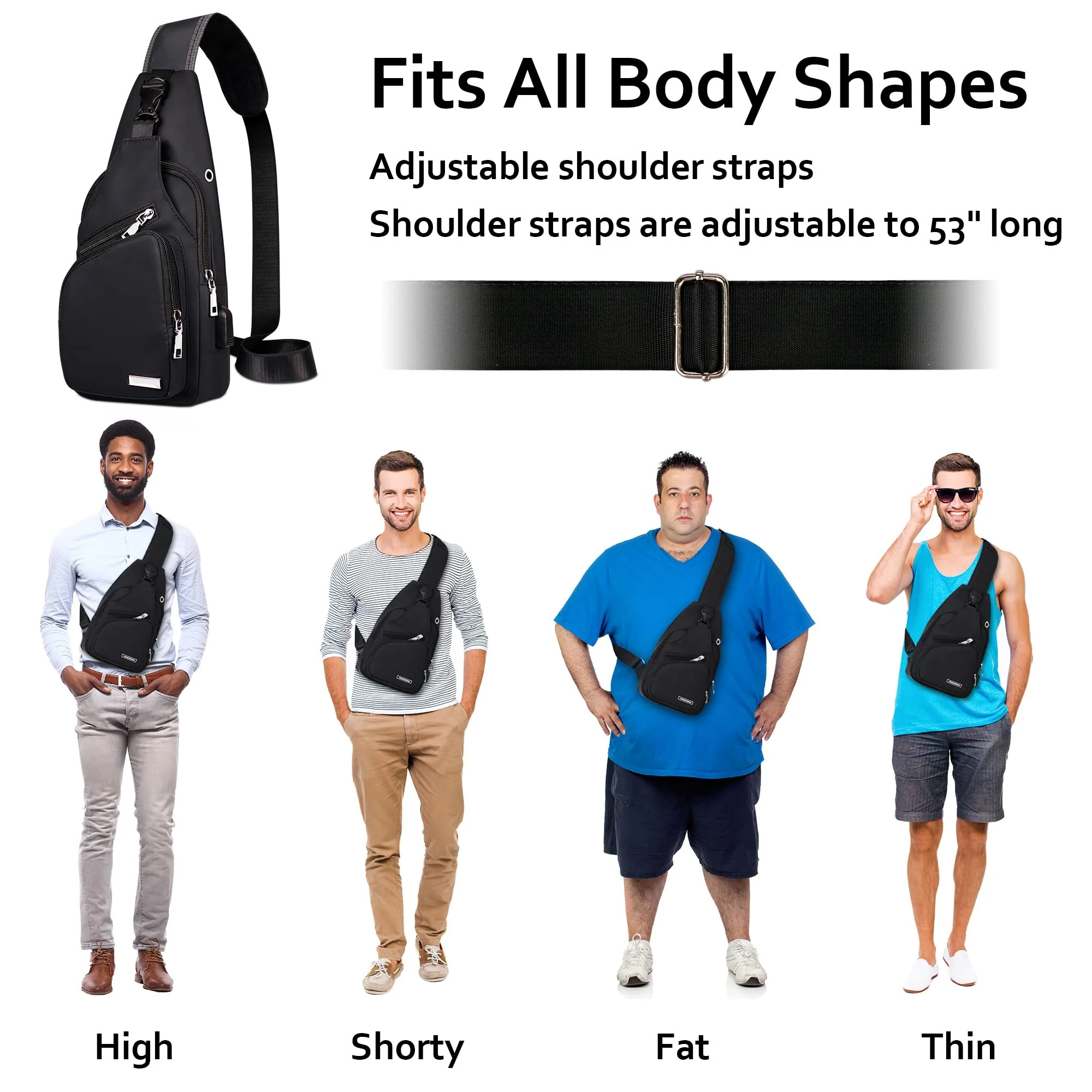 Codoule Sling Shoulder Bag Crossbody Backpack for Men Women Hiking Daypack Multipurpose Cross Body Chest Bag with USB Charger Hole & Headphone Hole for Outdoor Walking Travel - Image 3
