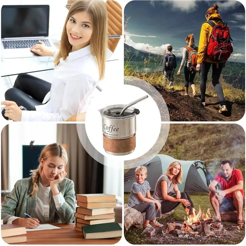 Coffee Cup 304 Stainless Steel Insulated Cup with Straws Beer Mug Coffee Cup Reusable Water Cup with Lid for Outdoor Camping - Image 2