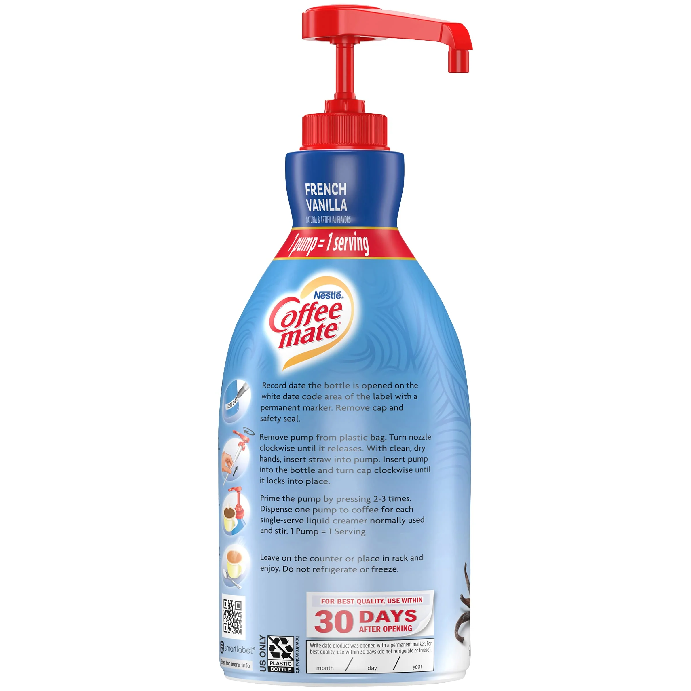 Coffee mate French Vanilla Liquid Concentrate, 1.5 Liter Pump Bottle (Pack of 3) with By The Cup Coffee Scoop - Image 2