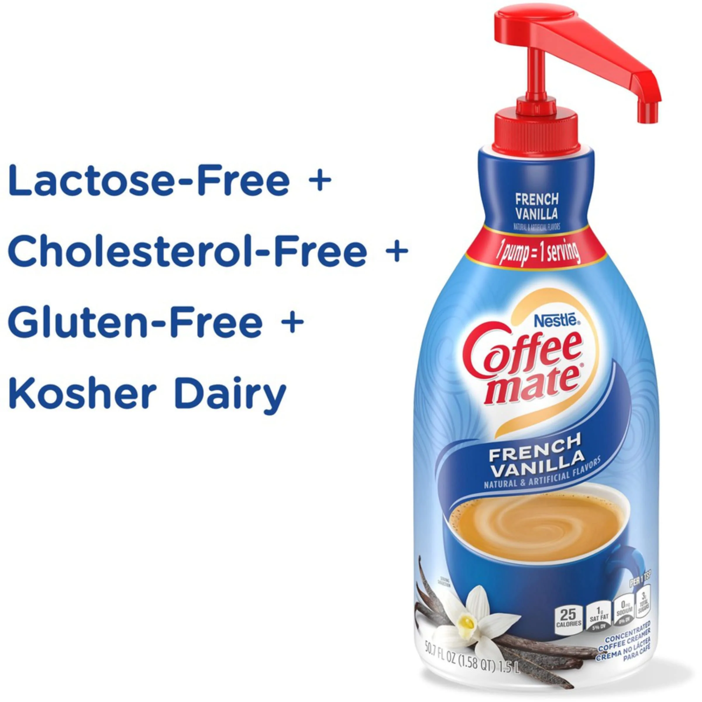 Coffee mate French Vanilla Liquid Concentrate, 1.5 Liter Pump Bottle (Pack of 3) with By The Cup Coffee Scoop - Image 6
