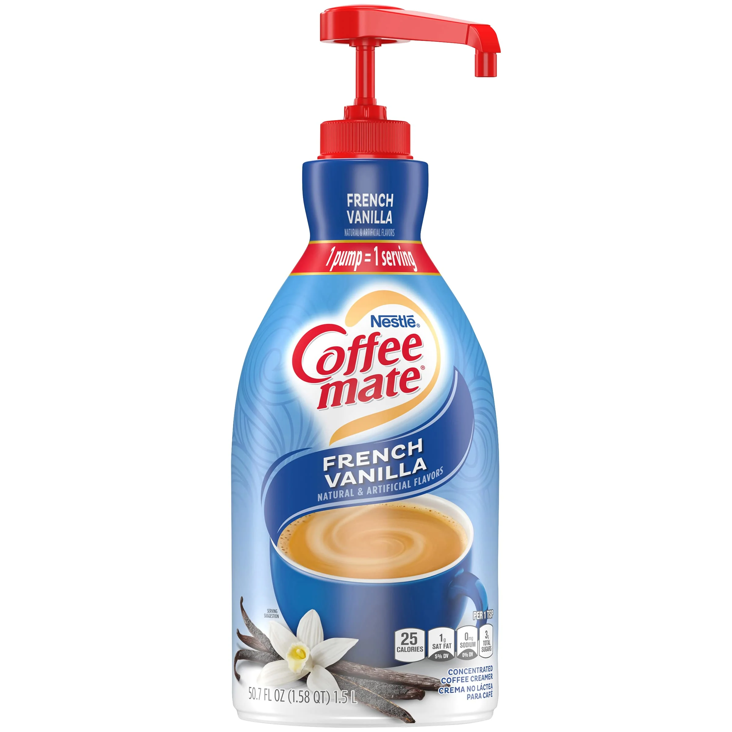 Coffee mate French Vanilla Liquid Concentrate, 1.5 Liter Pump Bottle (Pack of 3) with By The Cup Coffee Scoop - Image 9