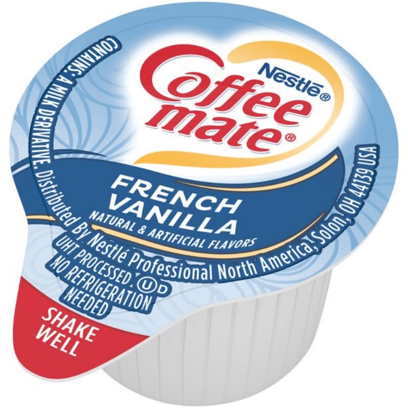Coffee mate Liquid Creamer Singles Variety Pack, 180ct, 3 Flavors x 60 Each, Original, French Vanilla, Hazelnut with Neptune's Delight Stainless Steel Stirrer - Image 7