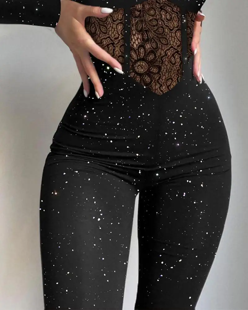 Cold Shoulder Contrast Lace Corset Jumpsuit Women High Waist Fashion Spring Summer Ankle Length Jumpsuits Overall Pants - Image 8