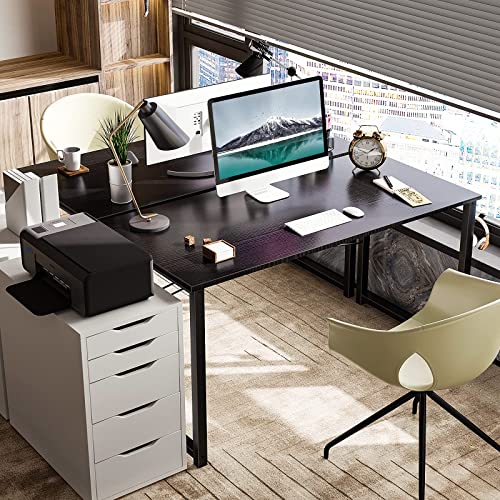 Coleshome 47 Inch Computer Desk, Modern Simple Style Desk for Home Office, Study Student Writing Desk,Black - Image 5