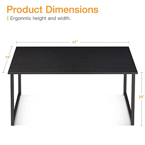 Coleshome 47 Inch Computer Desk, Modern Simple Style Desk for Home Office, Study Student Writing Desk,Black - Image 6