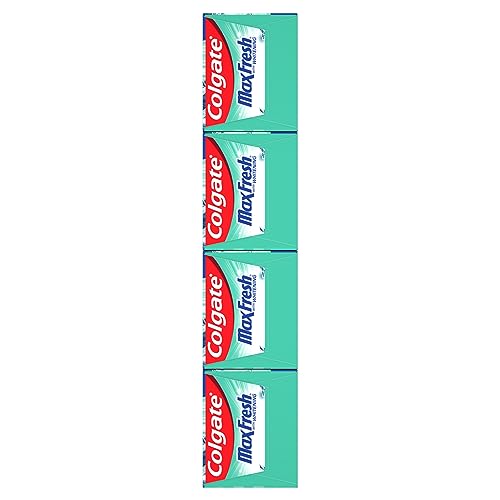 Colgate Max Fresh Whitening Toothpaste with Mini Strips, Clean Mint Toothpaste for Bad Breath, Helps Fight Cavities, Whitens Teeth, and Freshens Breath, 6.3 Ounce (Pack of 4) - Image 2