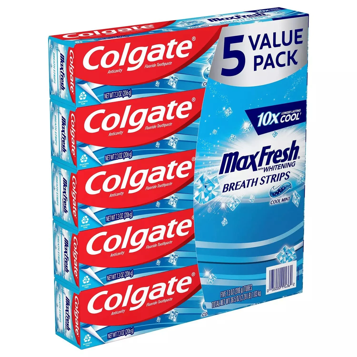 Colgate Max Fresh with Whitening Breath Strips, Cool Mint, 5-Pack 7.3 Ounces - Image 4