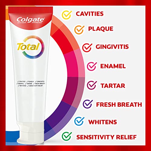 Colgate Total Clean Mint Toothpaste, 10 Benefits, No Trade-Offs, Freshens Breath, Whitens Teeth and Provides Sensitivity Relief, Clean Mint Flavor, 4 Pack, 5.1 Oz Tubes - Image 9