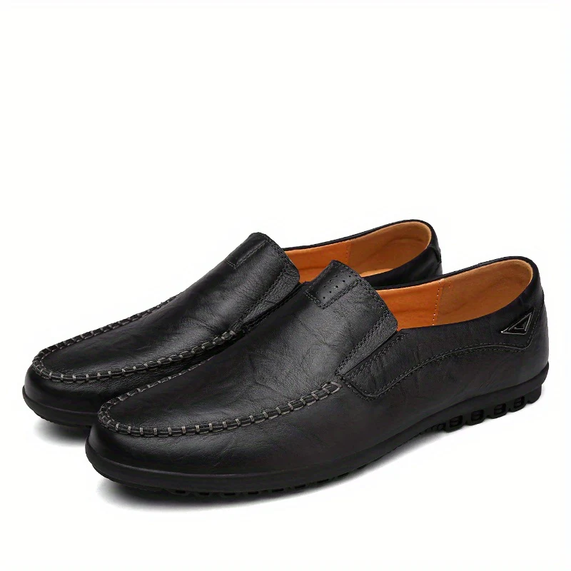 [Comfortable Loafers] CLOHOO Men's Genuine Faux Leather Slip-On Loafers | Non-Slip Comfortable Casual Shoes with Round Toe, Black, Rubber Sole, Faux Cover Lining - All Seasons Durable Footwear, Sleek Loafer Design - Image 32