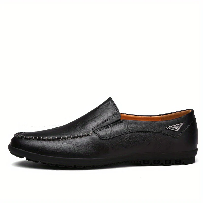 [Comfortable Loafers] CLOHOO Men's Genuine Faux Leather Slip-On Loafers | Non-Slip Comfortable Casual Shoes with Round Toe, Black, Rubber Sole, Faux Cover Lining - All Seasons Durable Footwear, Sleek Loafer Design - Image 33