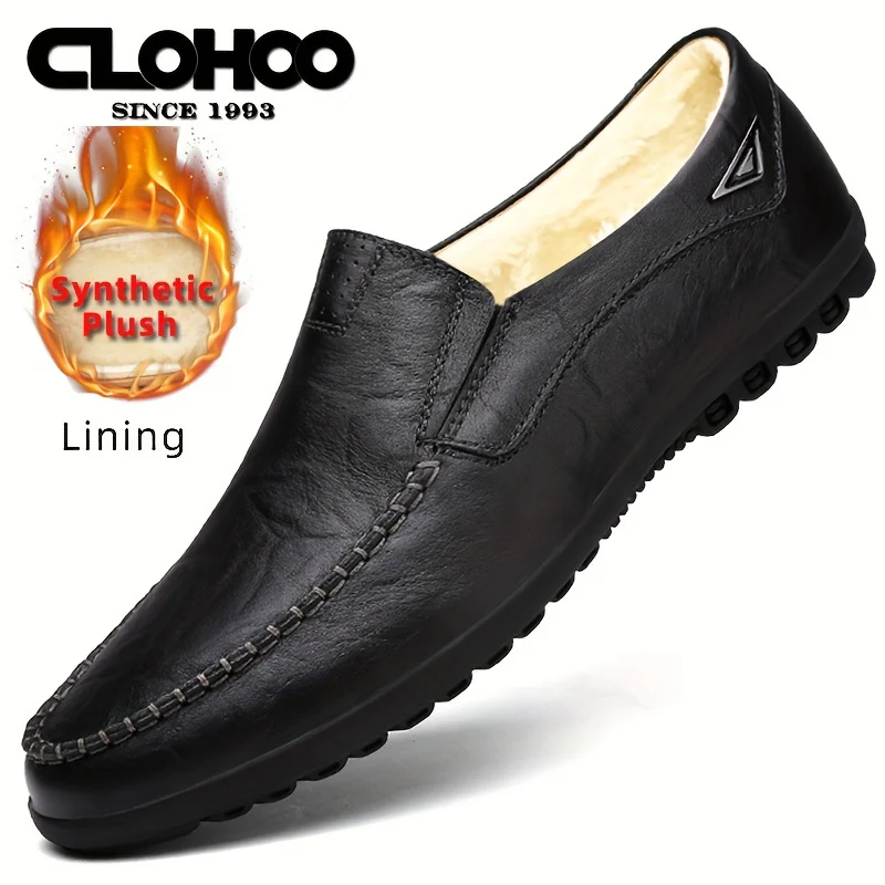 [Comfortable Loafers] CLOHOO Men's Genuine Faux Leather Slip-On Loafers | Non-Slip Comfortable Casual Shoes with Round Toe, Black, Rubber Sole, Faux Cover Lining - All Seasons Durable Footwear, Sleek Loafer Design - Image 41