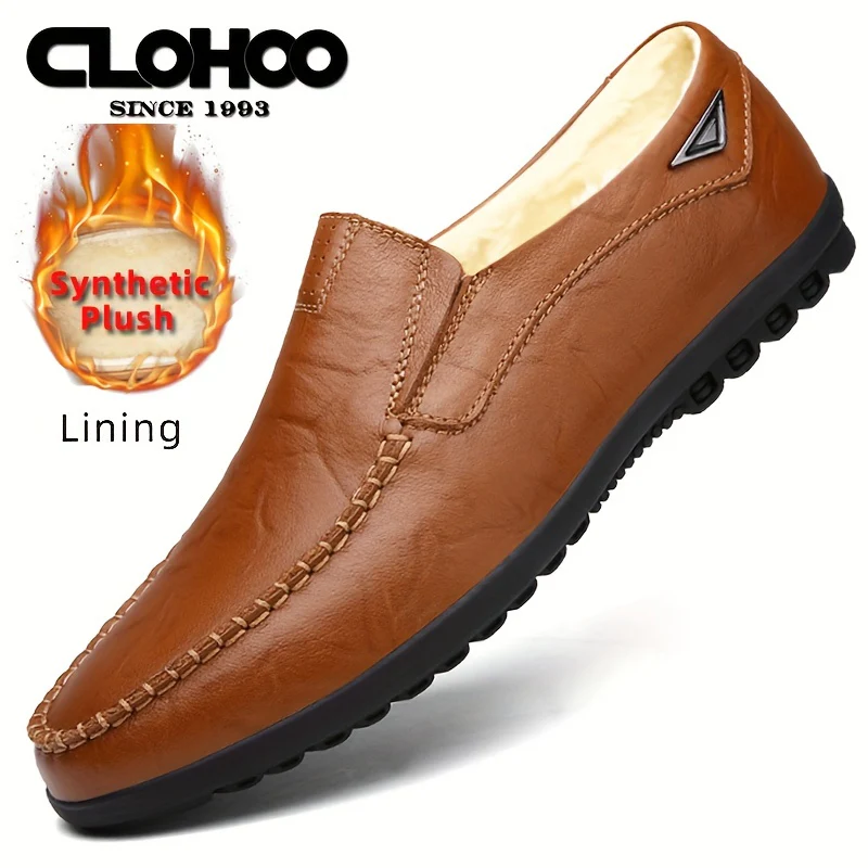 [Comfortable Loafers] CLOHOO Men's Genuine Faux Leather Slip-On Loafers | Non-Slip Comfortable Casual Shoes with Round Toe, Black, Rubber Sole, Faux Cover Lining - All Seasons Durable Footwear, Sleek Loafer Design - Image 48