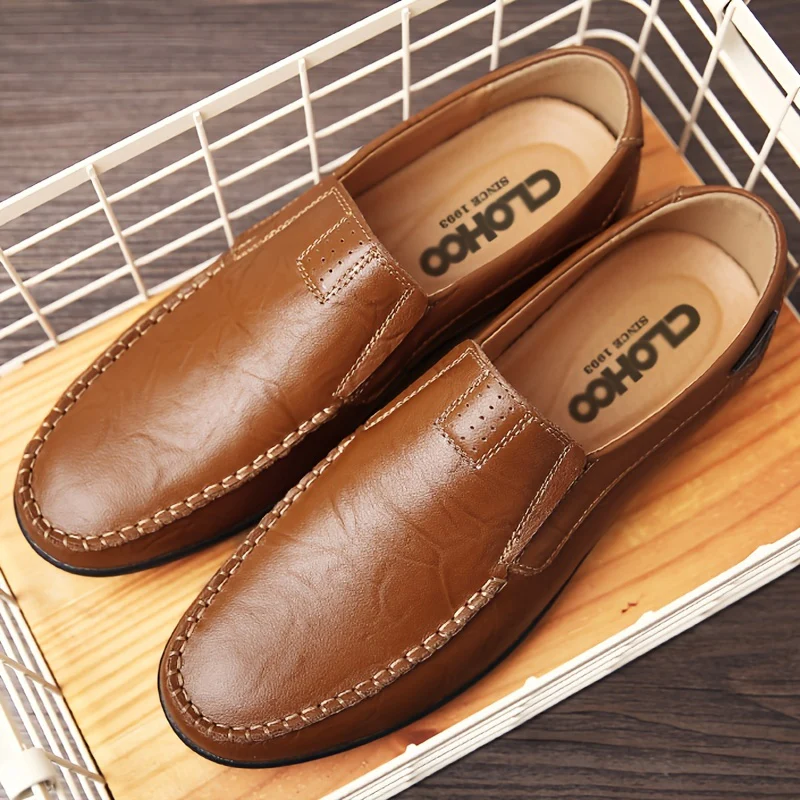 [Comfortable Loafers] CLOHOO Men's Genuine Faux Leather Slip-On Loafers | Non-Slip Comfortable Casual Shoes with Round Toe, Black, Rubber Sole, Faux Cover Lining - All Seasons Durable Footwear, Sleek Loafer Design - Image 7
