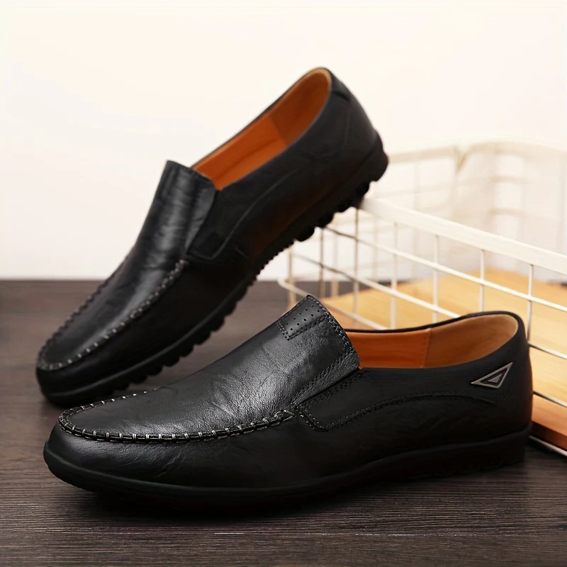 [Comfortable Loafers] CLOHOO Men's Genuine Faux Leather Slip-On Loafers | Non-Slip Comfortable Casual Shoes with Round Toe, Black, Rubber Sole, Faux Cover Lining - All Seasons Durable Footwear, Sleek Loafer Design - Image 8