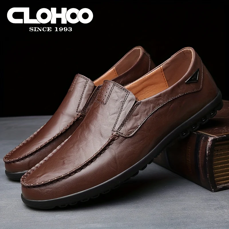 [Comfortable Loafers] CLOHOO Men's Genuine Faux Leather Slip-On Loafers | Non-Slip Comfortable Casual Shoes with Round Toe, Black, Rubber Sole, Faux Cover Lining - All Seasons Durable Footwear, Sleek Loafer Design - Image 9