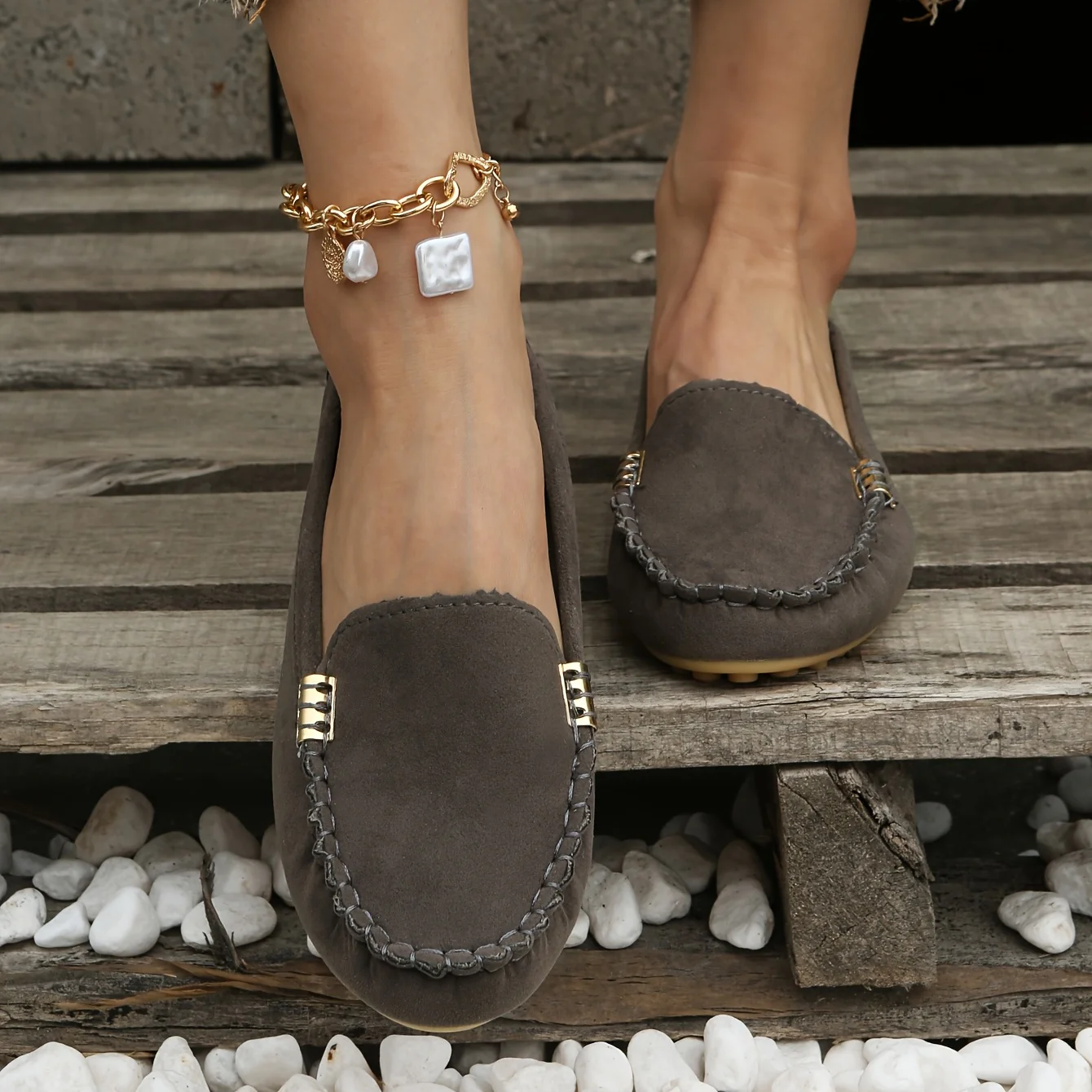 [Comfortable Loafers] Comfortable Round Toe Loafers | Women's Solid Slip On Shoes, Women's Footwear