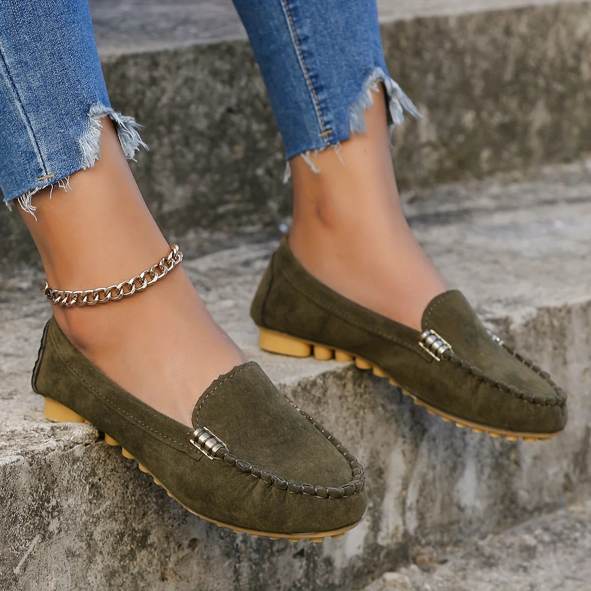 [Comfortable Loafers] Comfortable Round Toe Loafers | Women's Solid Slip On Shoes, Women's Footwear - Image 12