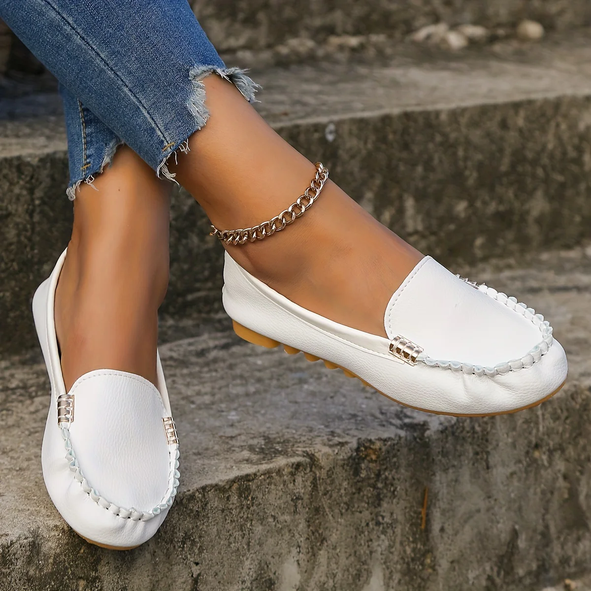 [Comfortable Loafers] Comfortable Round Toe Loafers | Women's Solid Slip On Shoes, Women's Footwear - Image 22