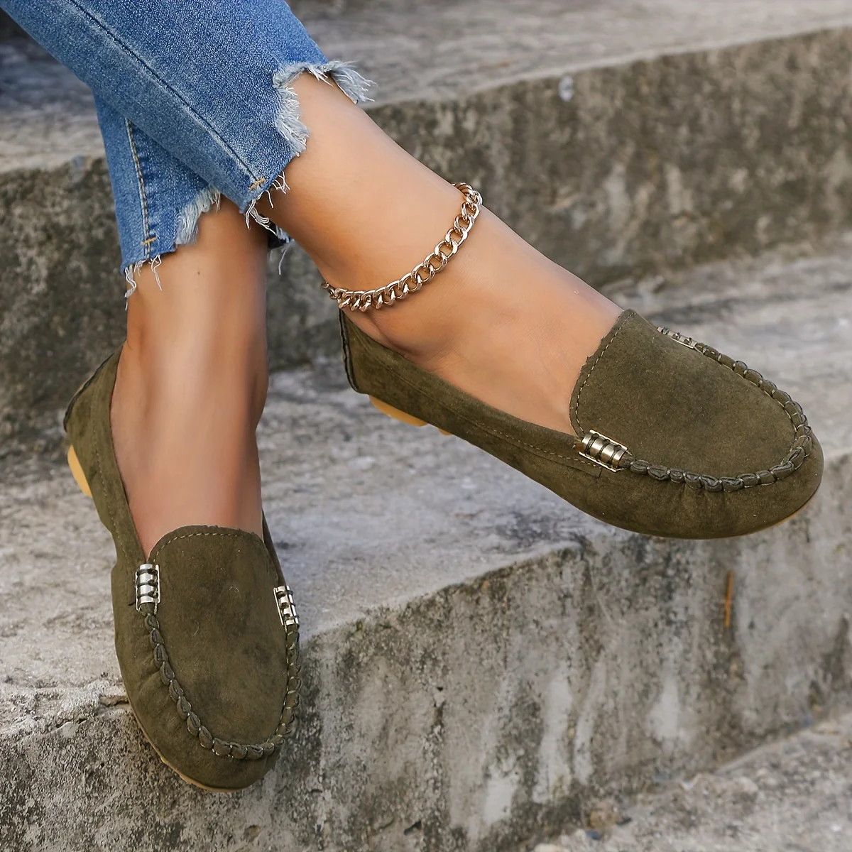 [Comfortable Loafers] Comfortable Round Toe Loafers | Women's Solid Slip On Shoes, Women's Footwear - Image 26