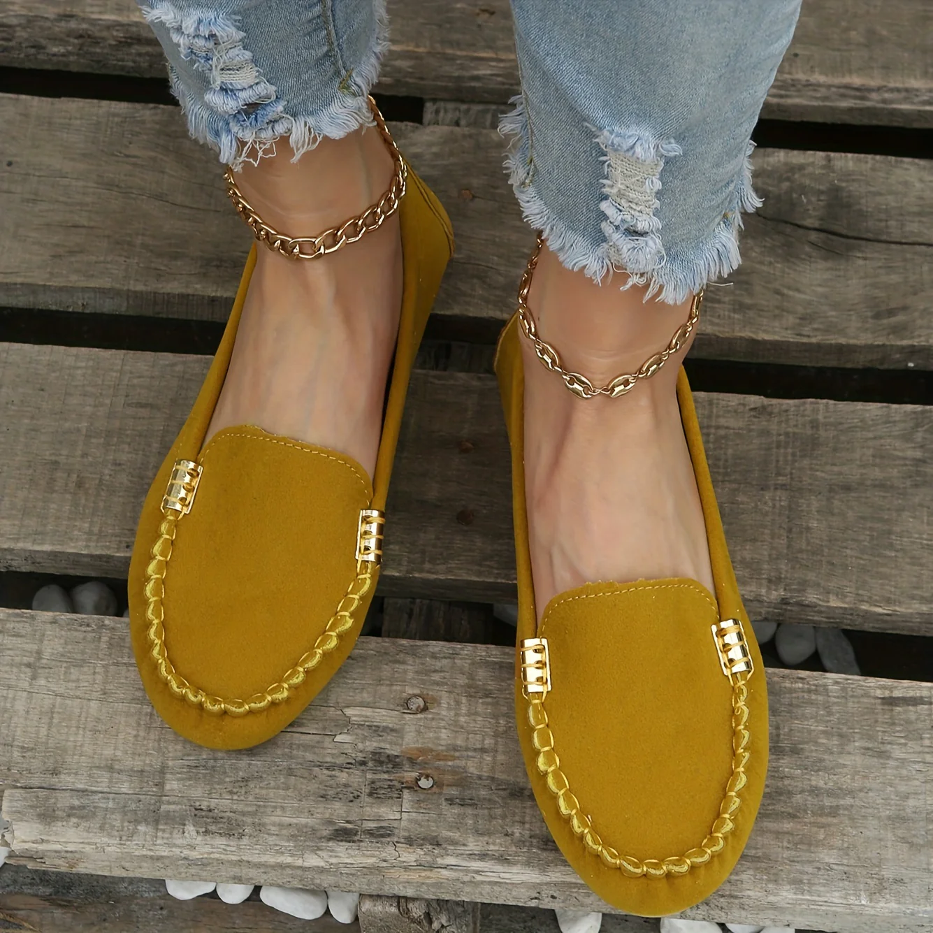 [Comfortable Loafers] Comfortable Round Toe Loafers | Women's Solid Slip On Shoes, Women's Footwear - Image 40