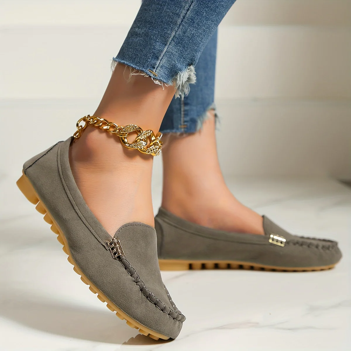 [Comfortable Loafers] Comfortable Round Toe Loafers | Women's Solid Slip On Shoes, Women's Footwear - Image 6