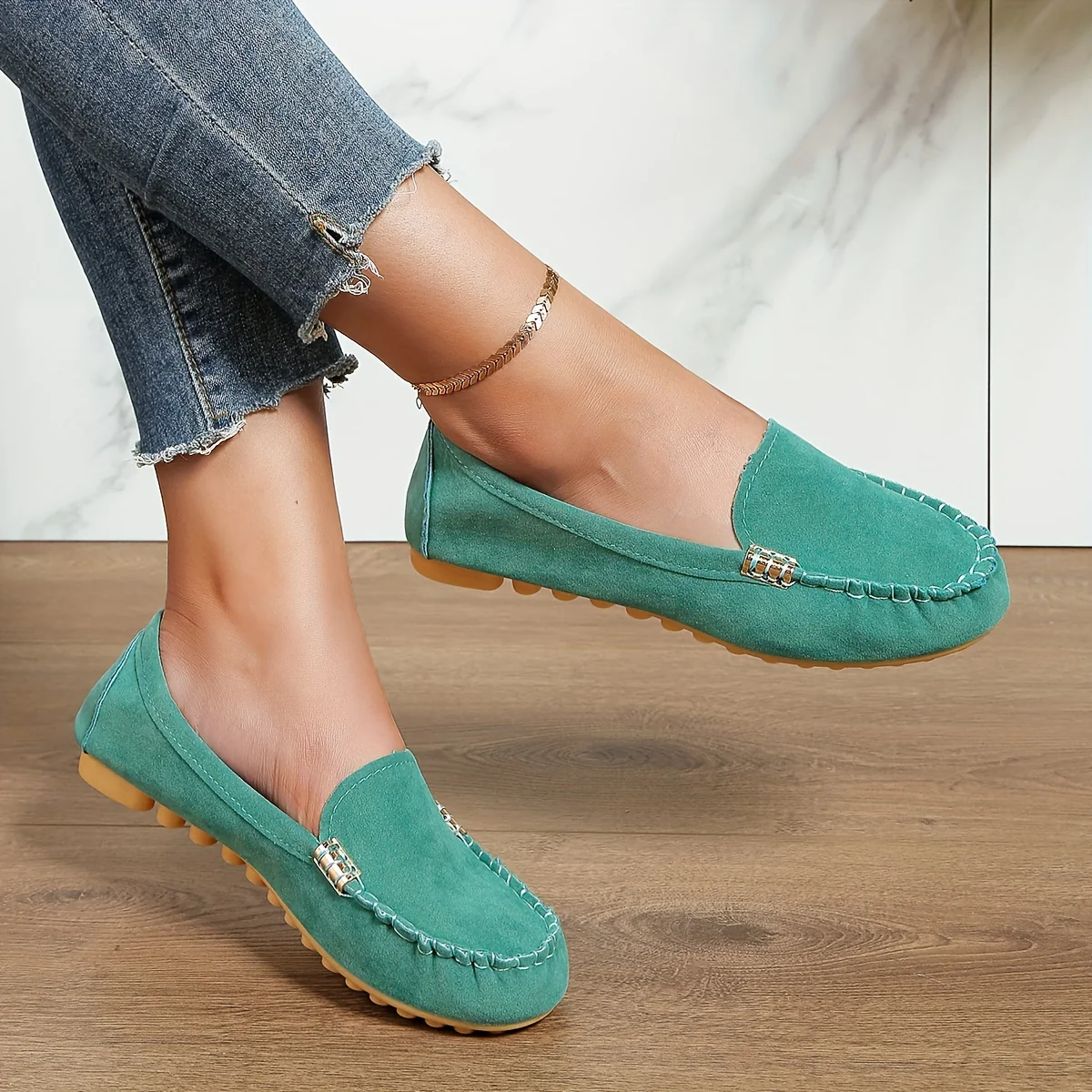 [Comfortable Loafers] Comfortable Round Toe Loafers | Women's Solid Slip On Shoes, Women's Footwear - Image 7