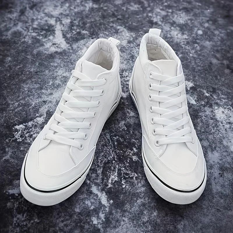 Comfy High-Top Canvas Sneakers - Soft, Breathable, Non-Slip, Durable Rubber Sole, Lace-Up Closure, Perfect for Walking, Casual Outings, and Everyday Wear - Men's Footwear - Image 4