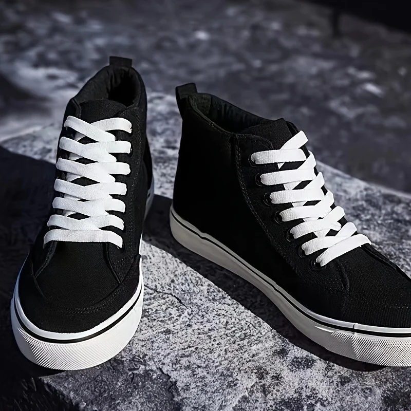 Comfy High-Top Canvas Sneakers - Soft, Breathable, Non-Slip, Durable Rubber Sole, Lace-Up Closure, Perfect for Walking, Casual Outings, and Everyday Wear - Men's Footwear - Image 5