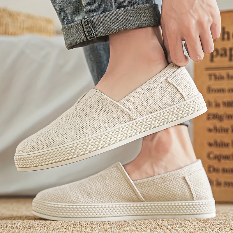 Comfy Slip-On Loafers - Men's Canvas Shoes with Breathable Solid Colours, Non-Slip Soles, Durable Design for Outdoor Activities and Casual Walking - Comfortable, Relaxed Fit for Men's Footwear - Image 5