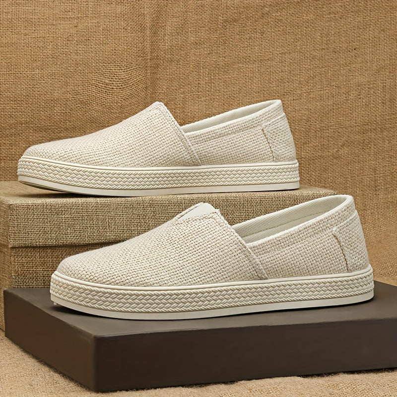 Comfy Slip-On Loafers - Men's Canvas Shoes with Breathable Solid Colours, Non-Slip Soles, Durable Design for Outdoor Activities and Casual Walking - Comfortable, Relaxed Fit for Men's Footwear - Image 9