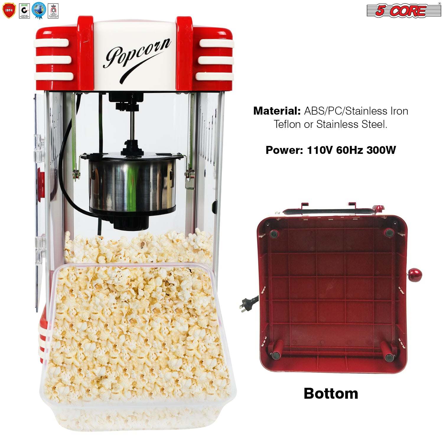 Commercial Popcorn Machine Also used in Home; Party; Movie Theater Style 4 oz. Ounce Antique 300 Watts Big Grande Size 5 Core-POP-850 - Image 5