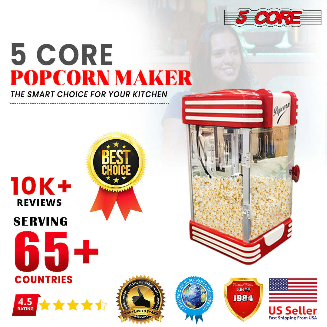 Commercial Popcorn Machine Also used in Home; Party; Movie Theater Style 4 oz. Ounce Antique 300 Watts Big Grande Size 5 Core-POP-850 - Image 7